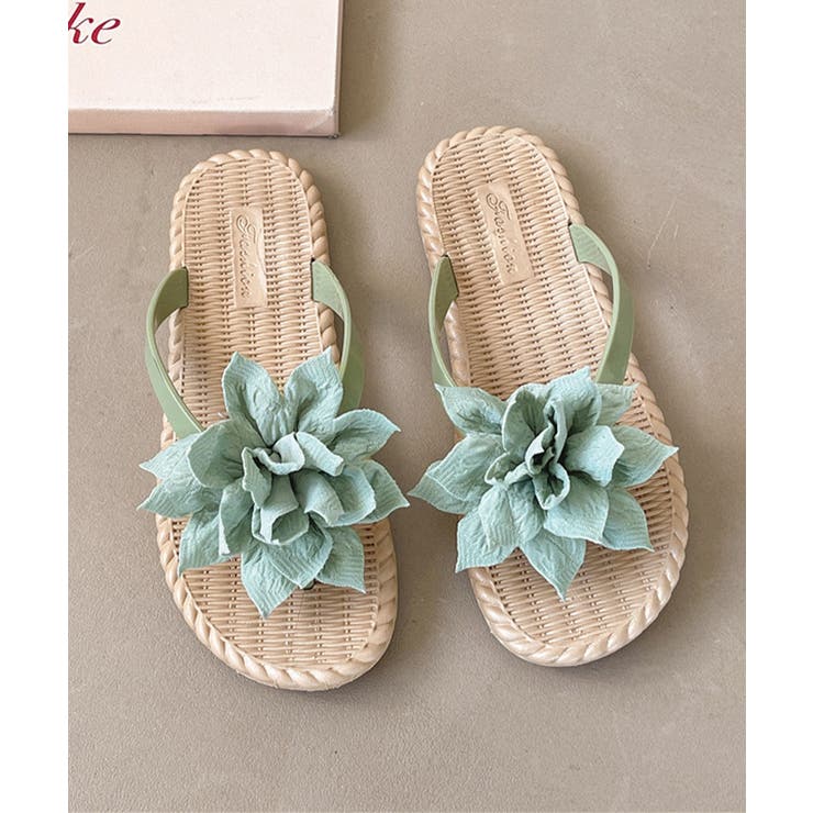 ミント | ビーチサンダル 花飾り トングサンダル | Miniministore