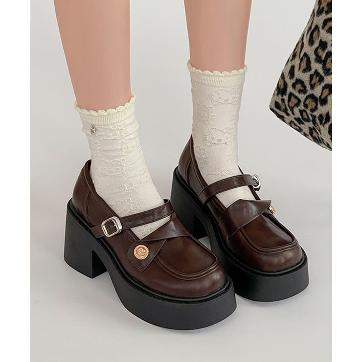 ブラウン | 厚底ローファー レディース 太ヒール | Miniministore