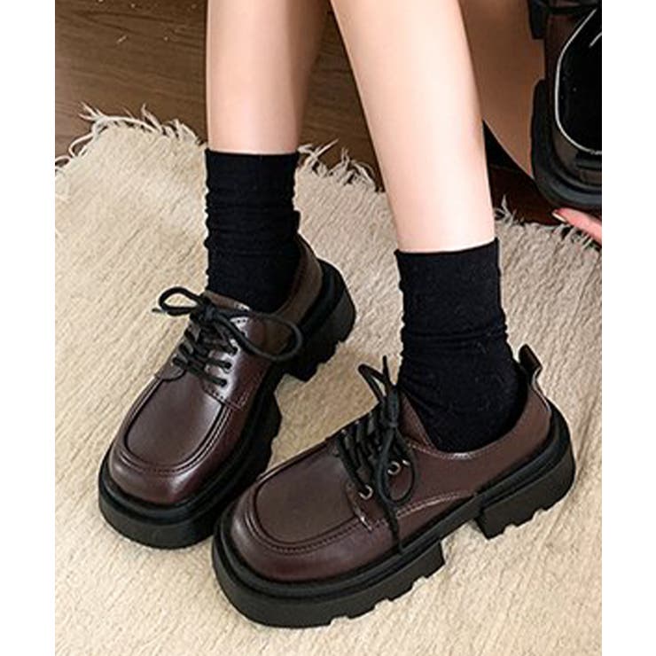 ブラウン | 厚底ローファー レースアップシューズ | Miniministore