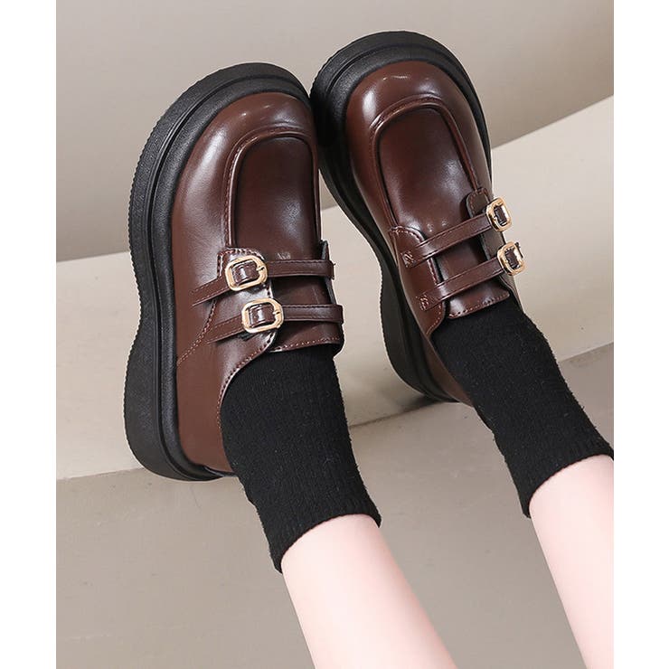 ブラウン | 厚底ローファー メアリージェーン靴 美脚 | Miniministore