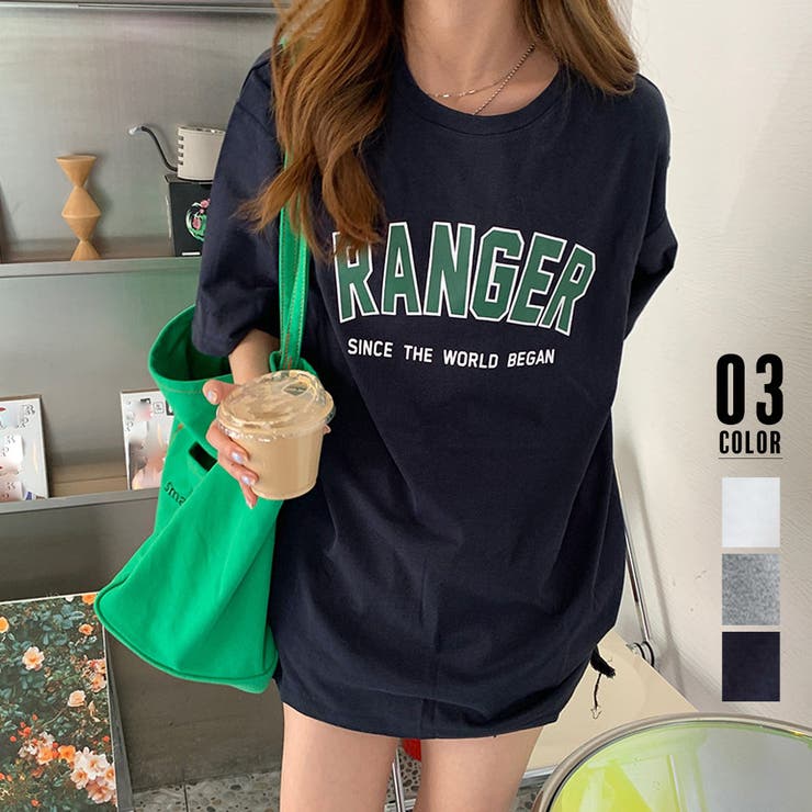 半袖Tシャツ 英字ロゴ レディース 韓国[品番：II000008844