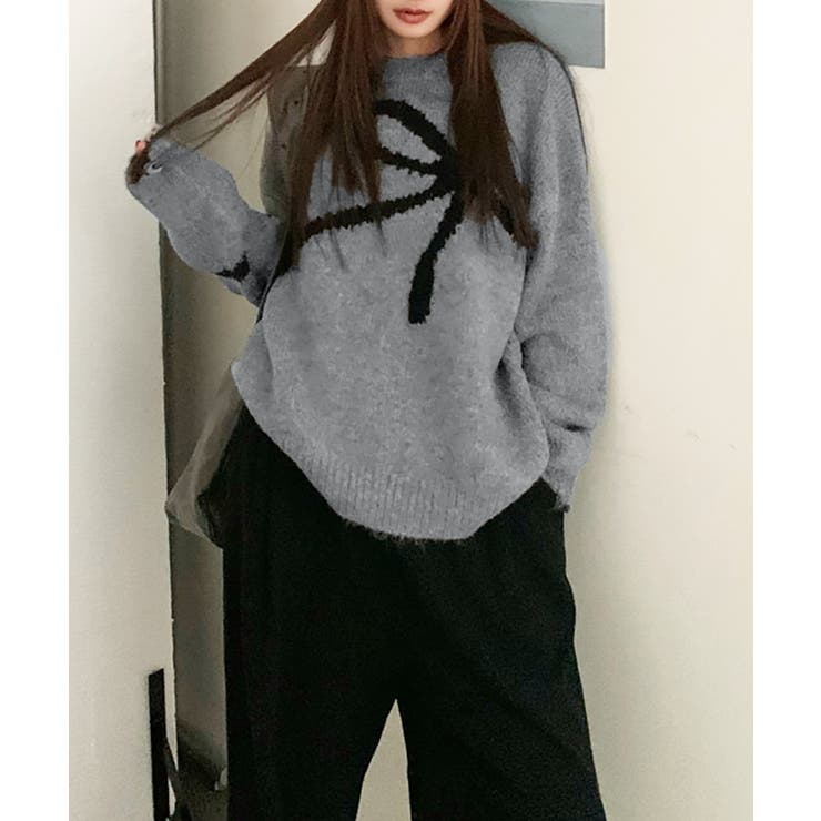 リボン柄ニット セーター プルオーバー | Miniministore | 詳細画像10 