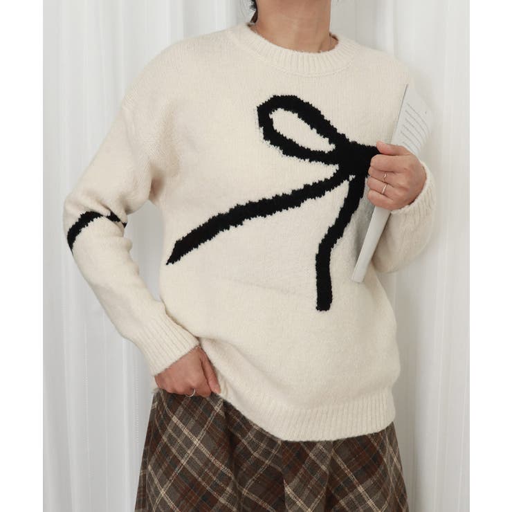 リボン柄ニット セーター プルオーバー | Miniministore | 詳細画像6 