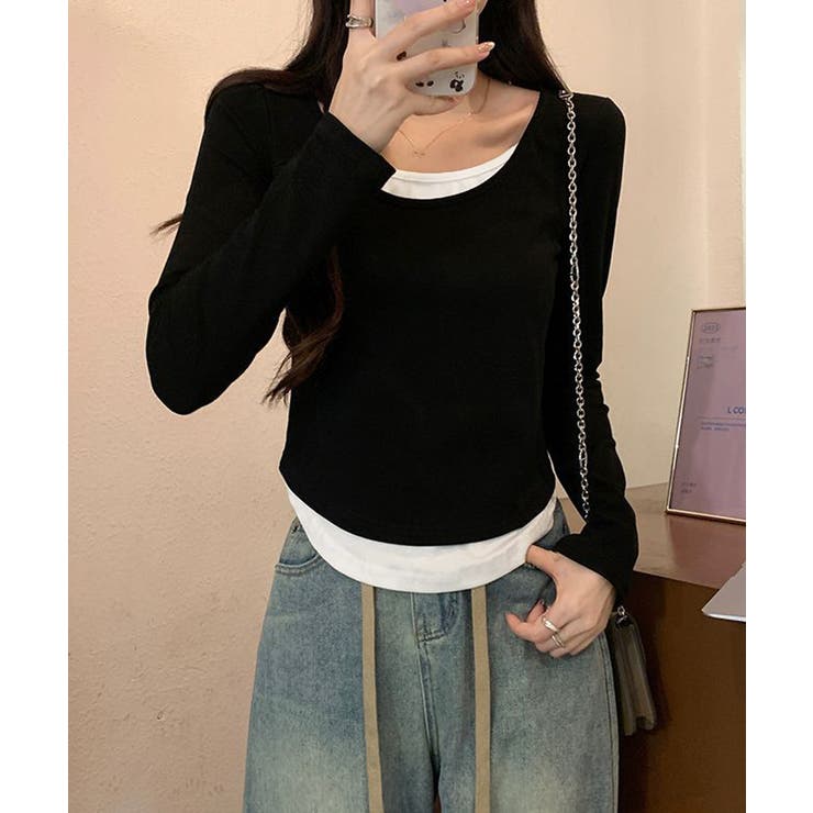 長袖Ｔシャツ フェイクレイヤード 着やせ | Miniministore | 詳細画像4 