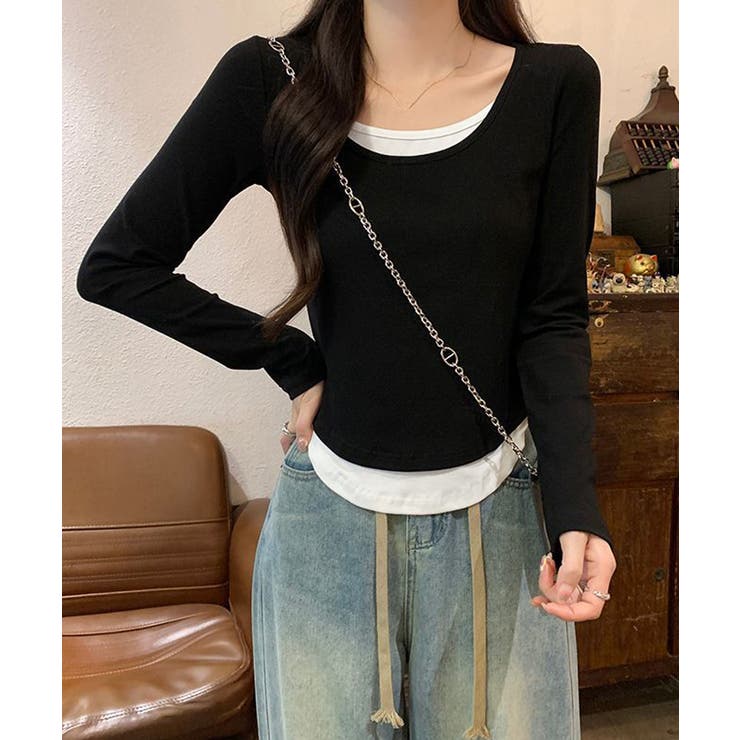 長袖Ｔシャツ フェイクレイヤード 着やせ | Miniministore | 詳細画像8 