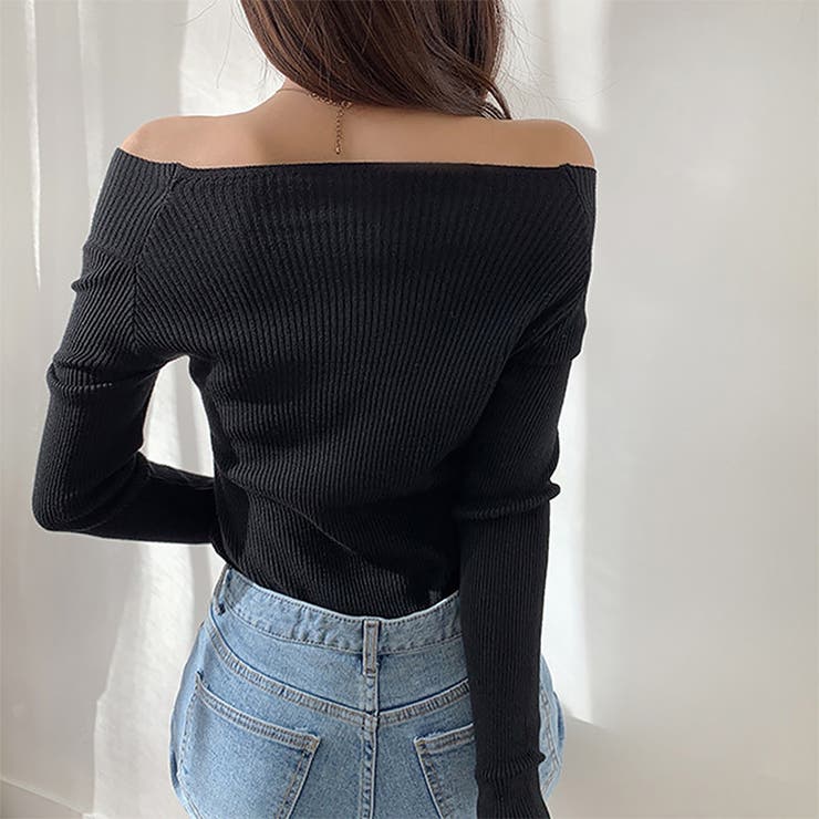 ニットトップス Vネック 肌見せ 韓国風 | Miniministore | 詳細画像6 