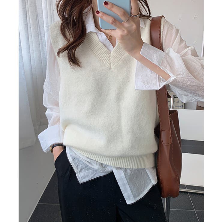 ニットベスト Vネック 重ね着 春秋冬 | Miniministore | 詳細画像13 