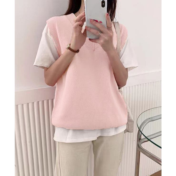 ニットベスト Vネック 重ね着 春秋冬 | Miniministore | 詳細画像20 