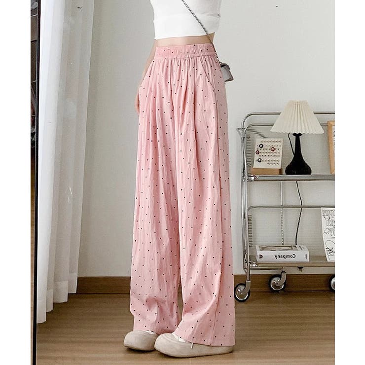 ドット柄 ワイドパンツ ハイウエスト薄手 | Miniministore | 詳細画像13 