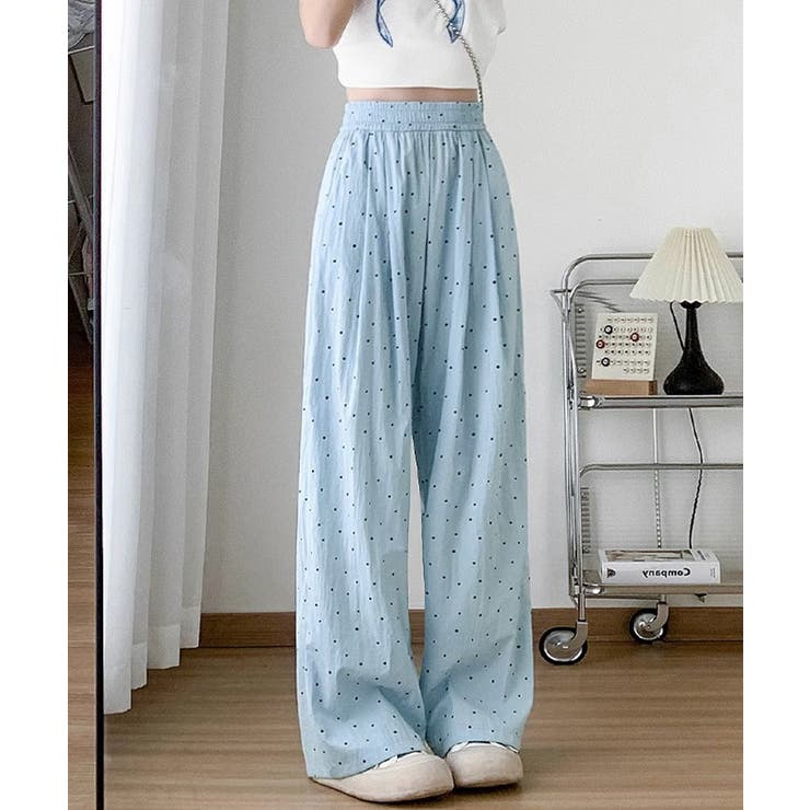 ドット柄 ワイドパンツ ハイウエスト薄手 | Miniministore | 詳細画像17 
