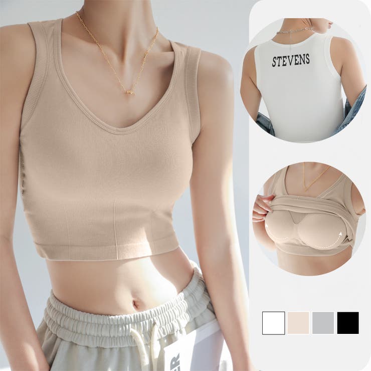 タンクトップ カップ付き バック英字ロゴ | Miniministore | 詳細画像1 