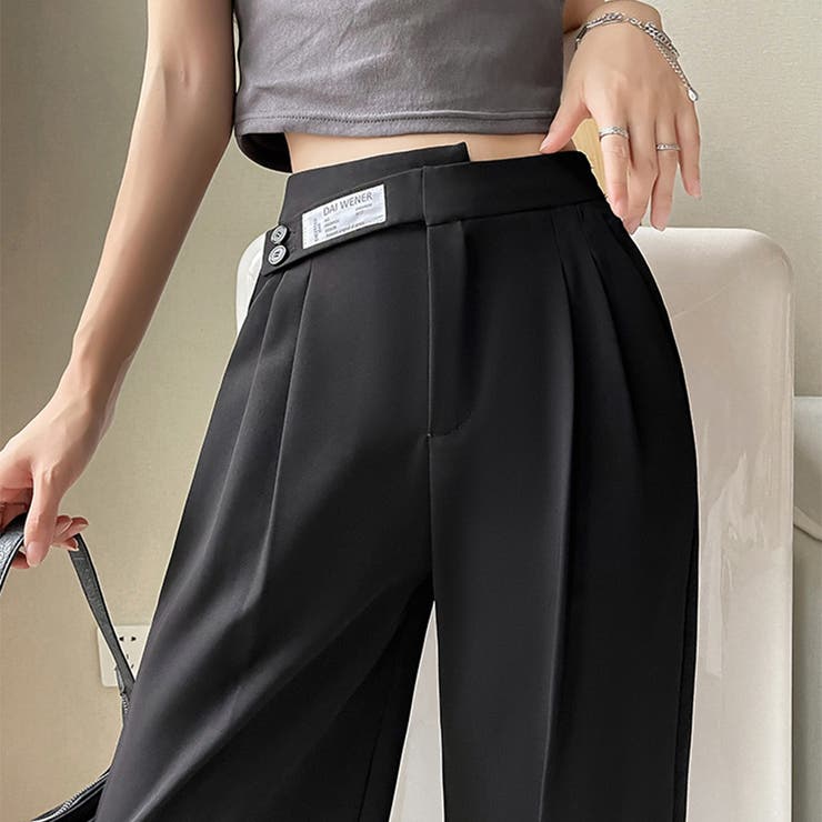 ワイドパンツ アシンメトリー 英字ロゴ | Miniministore | 詳細画像5 