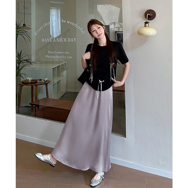 サテンスカート ロングスカート 無地 | Miniministore | 詳細画像14 