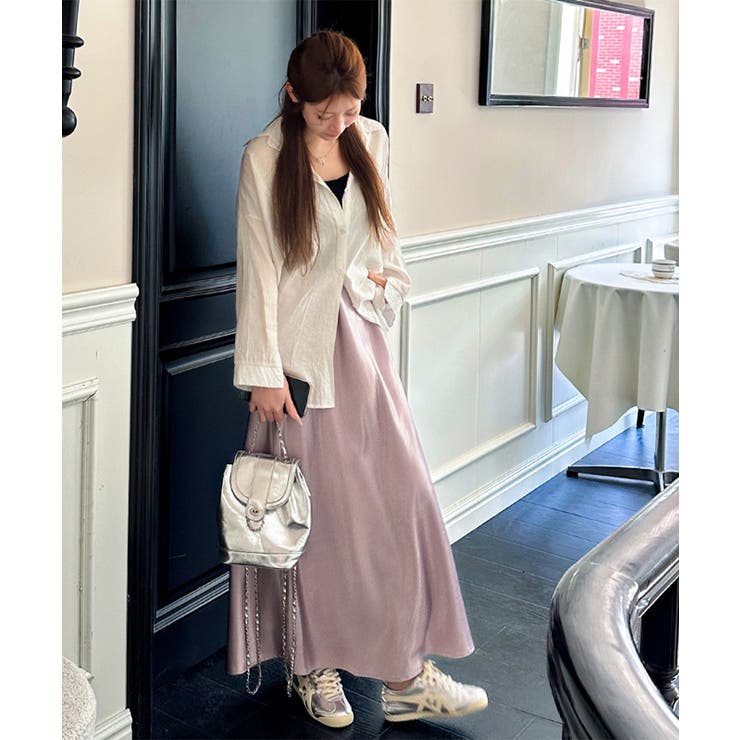 サテンスカート ロングスカート 無地 | Miniministore | 詳細画像18 