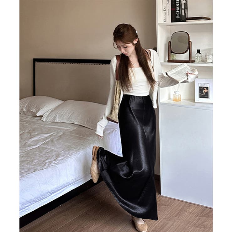 サテンスカート ロングスカート 無地 | Miniministore | 詳細画像2 