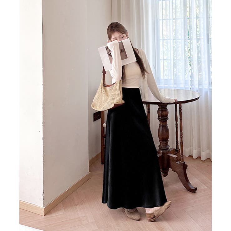 サテンスカート ロングスカート 無地 | Miniministore | 詳細画像4 