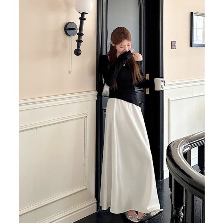 サテンスカート ロングスカート 無地 | Miniministore | 詳細画像8 