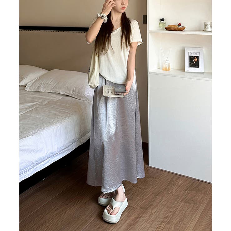 サテンスカート ロングスカート 無地 | Miniministore | 詳細画像9 