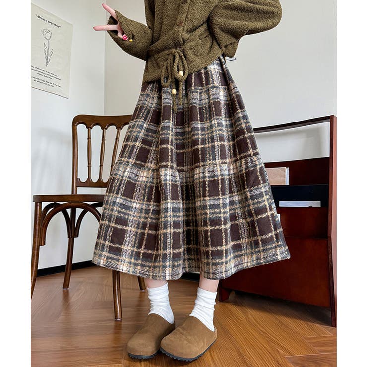 フレアスカート Aライン チェック柄秋冬 | Miniministore | 詳細画像4 