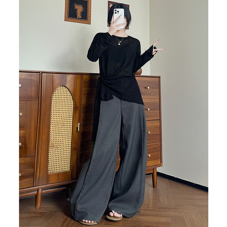 Tシャツ アシメデザイン 長袖 透け感夏 | Miniministore | 詳細画像13 
