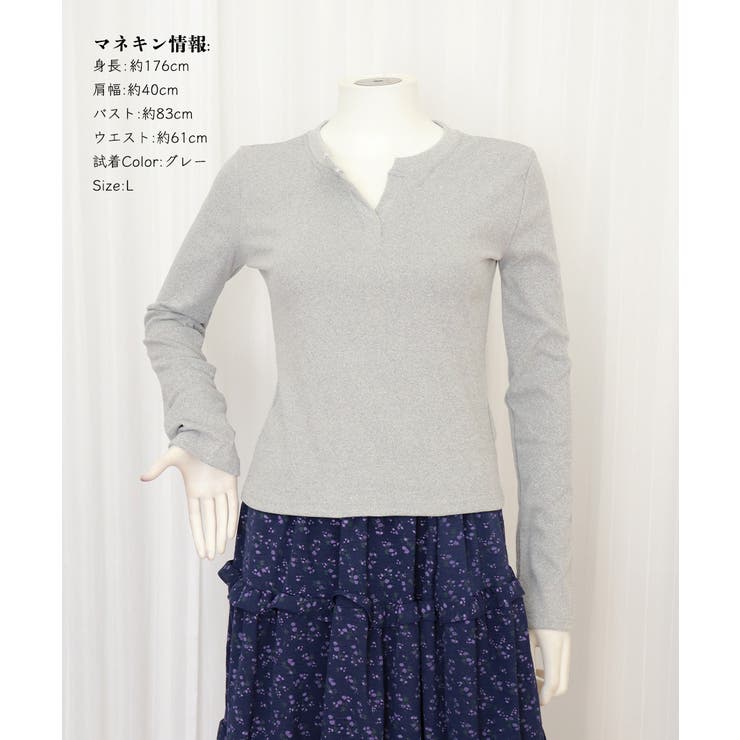 長袖Tシャツ レディース Vネック 無地 | Miniministore | 詳細画像11 
