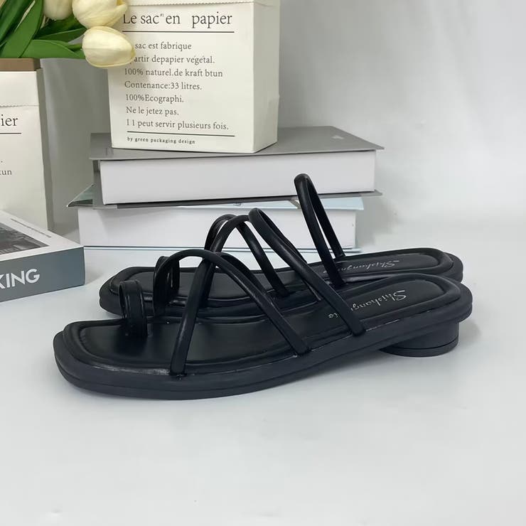 トングサンダル ローヒール ストラップ夏[品番:II000010607 トングサンダル ローヒール ストラップ夏[品番:II000010607