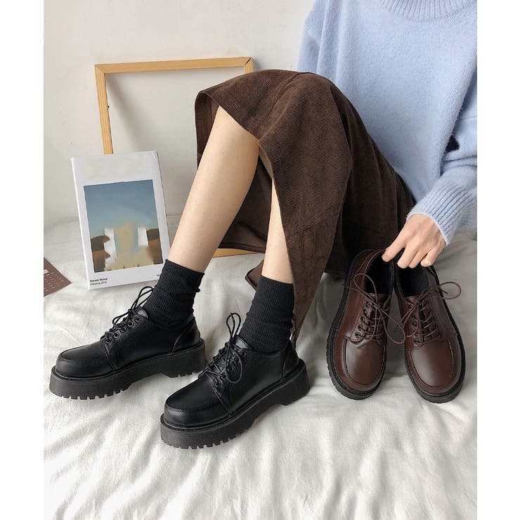 厚底ローファー レースアップ 美脚くつ | Miniministore | 詳細画像1 