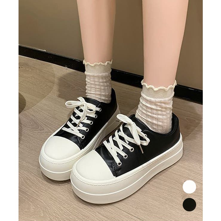 厚底スニーカー レースアップ靴 美脚脚長 | Miniministore | 詳細画像1 