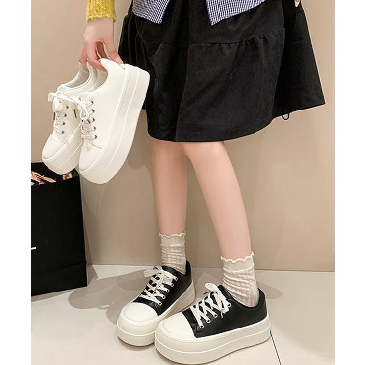 厚底スニーカー レースアップ靴 美脚脚長 | Miniministore | 詳細画像13 