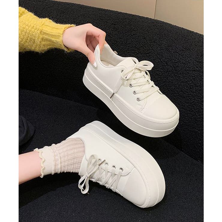 厚底スニーカー レースアップ靴 美脚脚長 | Miniministore | 詳細画像4 