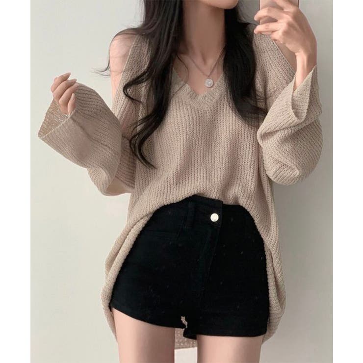 肩出しニット レディース Vネック | Miniministore | 詳細画像15 