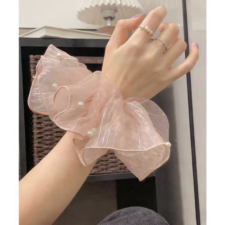 透け感シュシュ パール飾り ボリューム | Miniministore | 詳細画像11 
