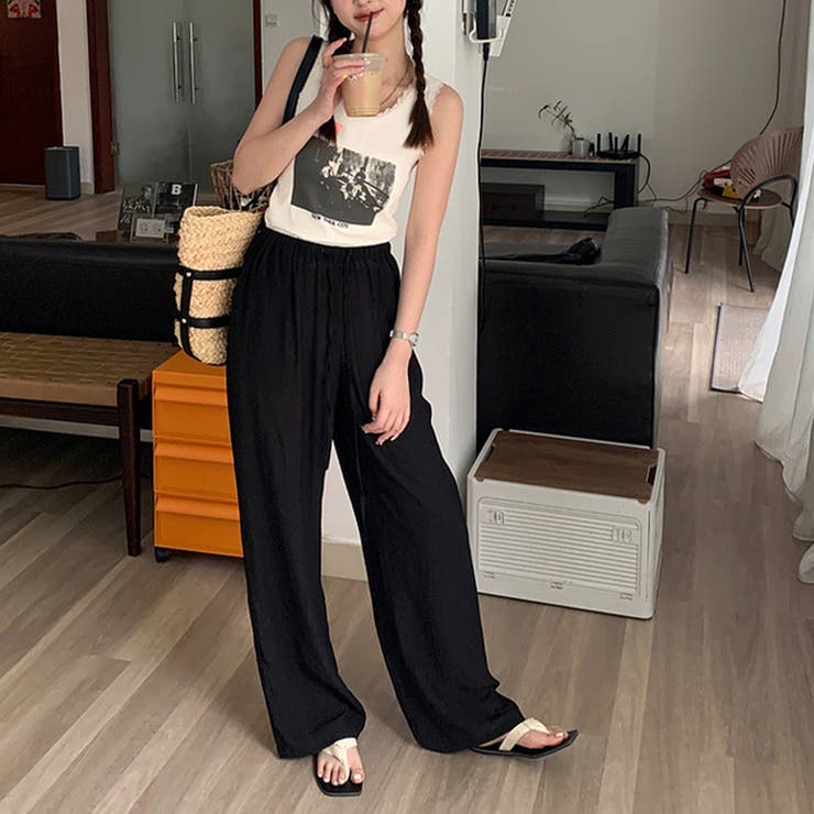 リラックス ロングパンツ 綿麻パンツ薄手 | Miniministore | 詳細画像7 