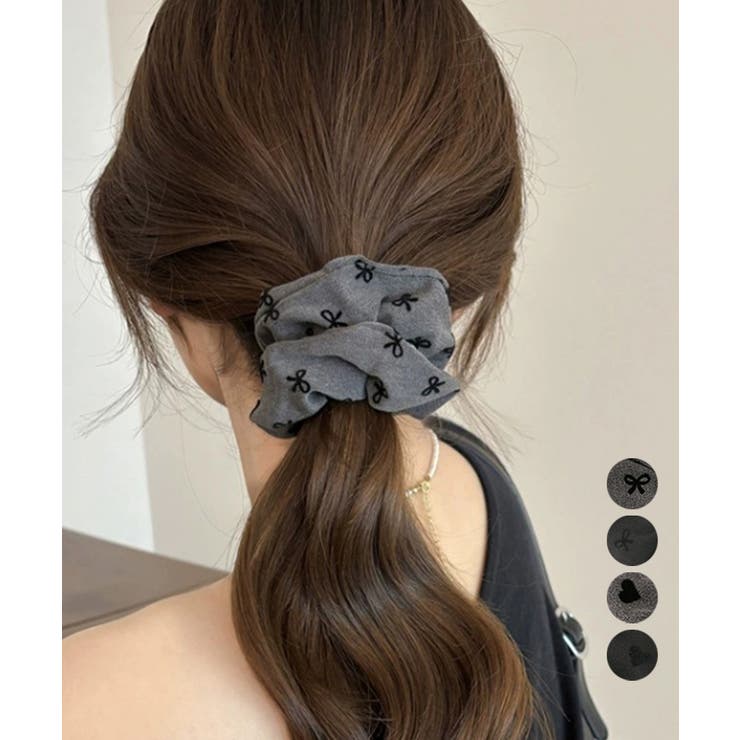 シュシュ ヘアゴム リボン柄 ハート柄 | Miniministore | 詳細画像1 