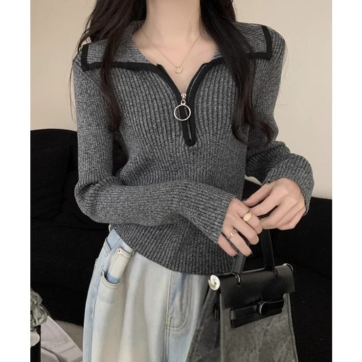 ニットトップス ファスナー付き 無地 | Miniministore | 詳細画像15 