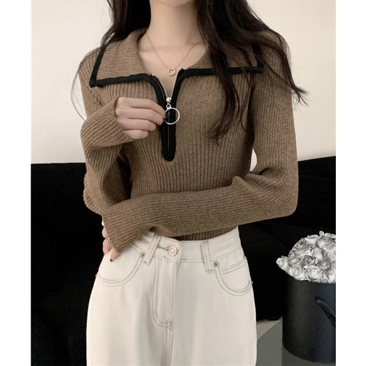 ニットトップス ファスナー付き 無地 | Miniministore | 詳細画像7 