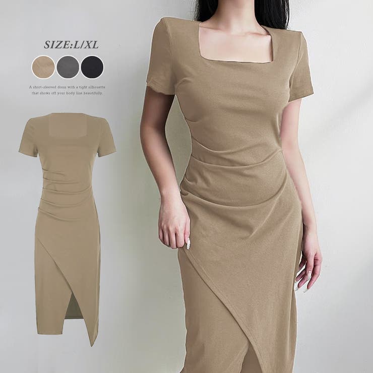 ワンピース 半袖 アシンメトリー タイト | Miniministore | 詳細画像1 