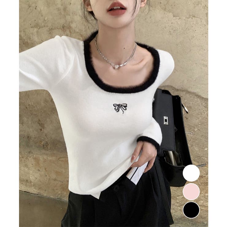 Tシャツ クールネック 刺しゅう 秋冬 | Miniministore | 詳細画像1 