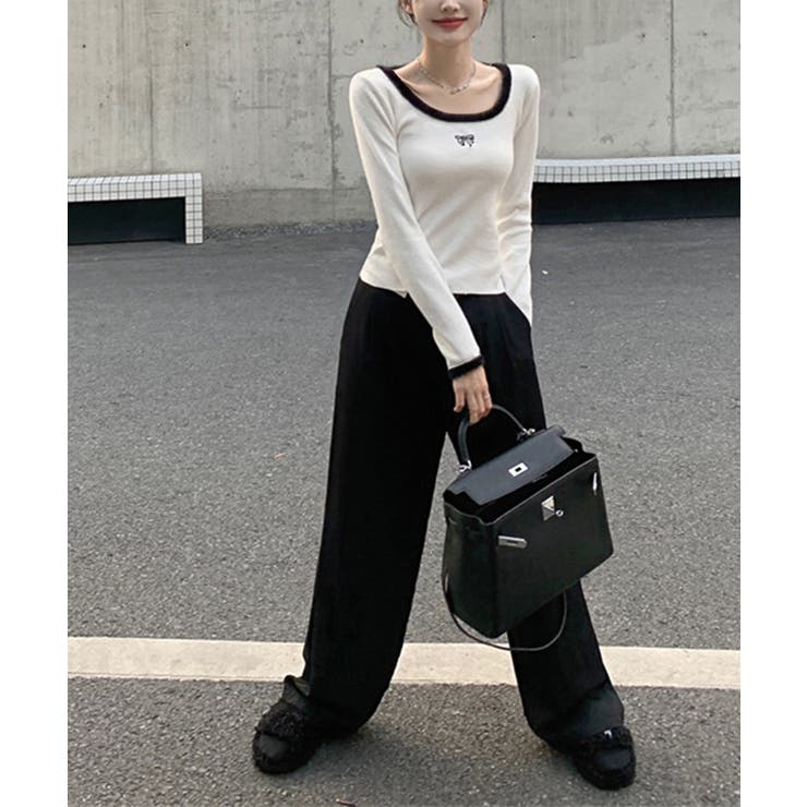 Tシャツ クールネック 刺しゅう 秋冬 | Miniministore | 詳細画像5 