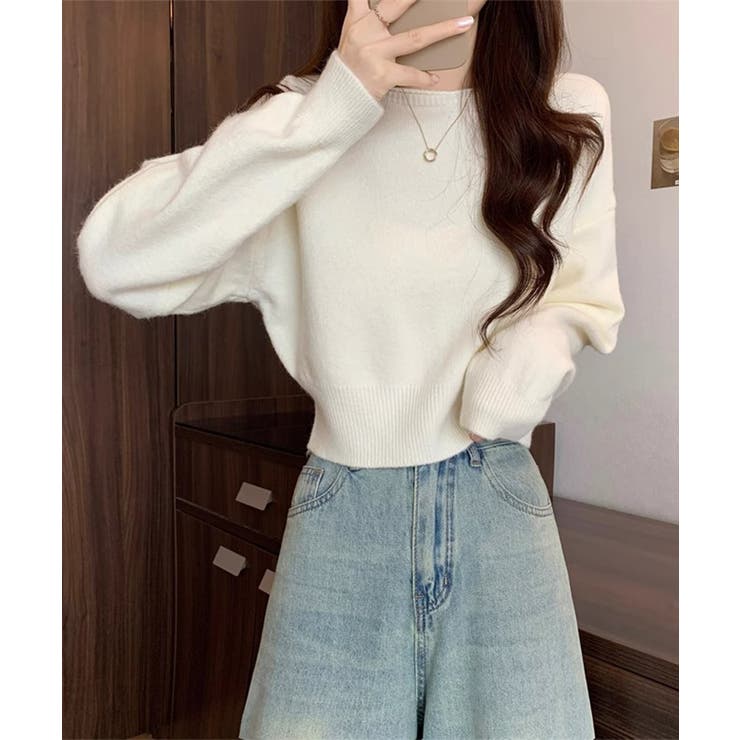 ニットトップス ショート丈 長袖 無地 | Miniministore | 詳細画像4 