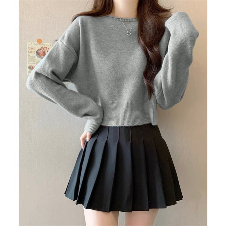 ニットトップス ショート丈 長袖 無地 | Miniministore | 詳細画像9 