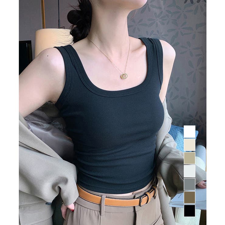 タンクトップ レディース 無地 Uネック | Miniministore | 詳細画像1 