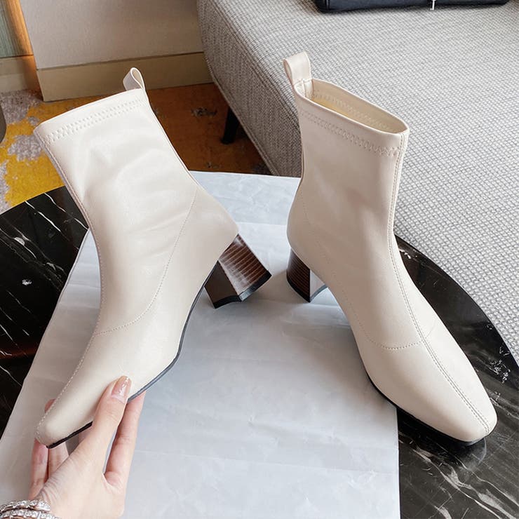 タグ付★MioNotis スクエアショート ブーツ 【37】 ベージュ モチーフショートブーツ(14cm 薄ベージュ): キッズ - ナルミヤ