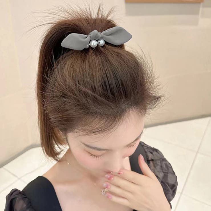 激安通販サイト 人気 ヘアゴム パール 韓国[品番：II000010874 髪ゴム リボン ヘアアレンジ