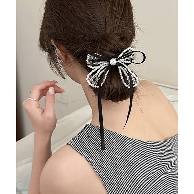 シュシュ クリップ パール 蝶結び | Miniministore | 詳細画像2 