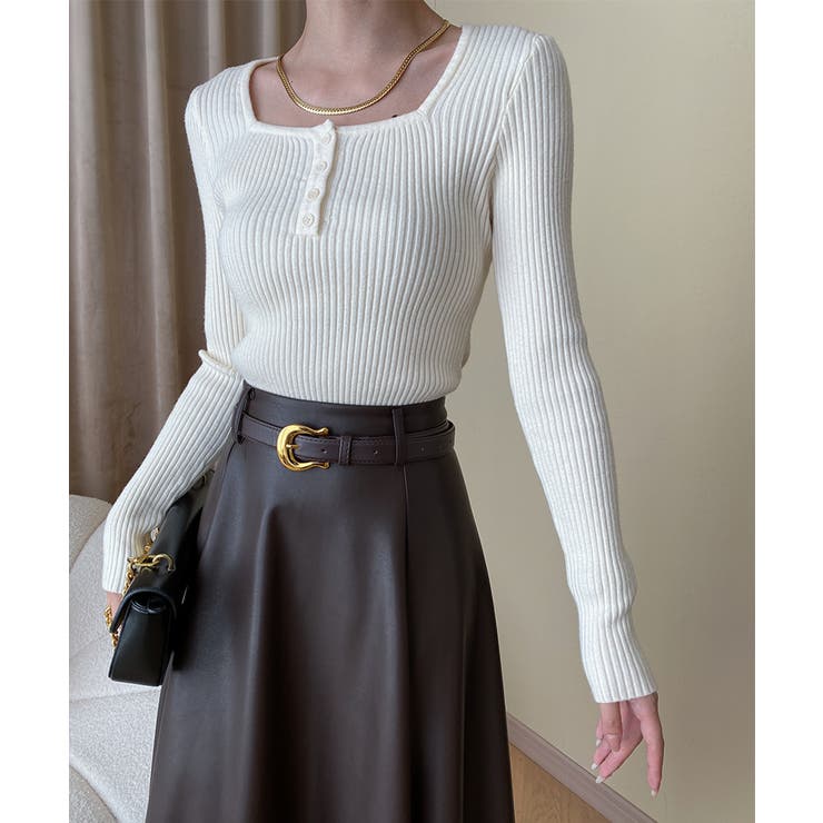 ニットトップス スクエアネック 無地 | Miniministore | 詳細画像4 