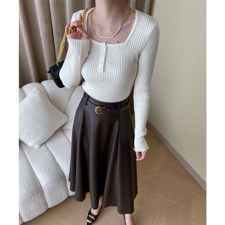 ニットトップス スクエアネック 無地 | Miniministore | 詳細画像5 