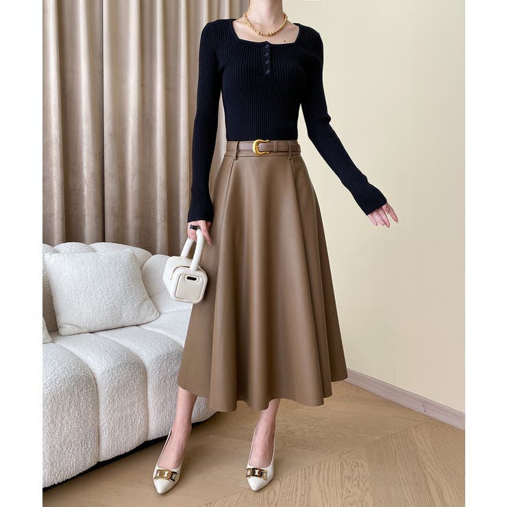 ニットトップス スクエアネック 無地 | Miniministore | 詳細画像9 