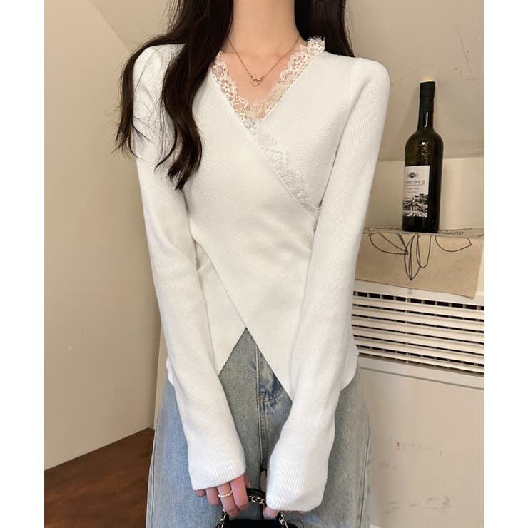 レースリブニット レディース Vネック | Miniministore | 詳細画像9 