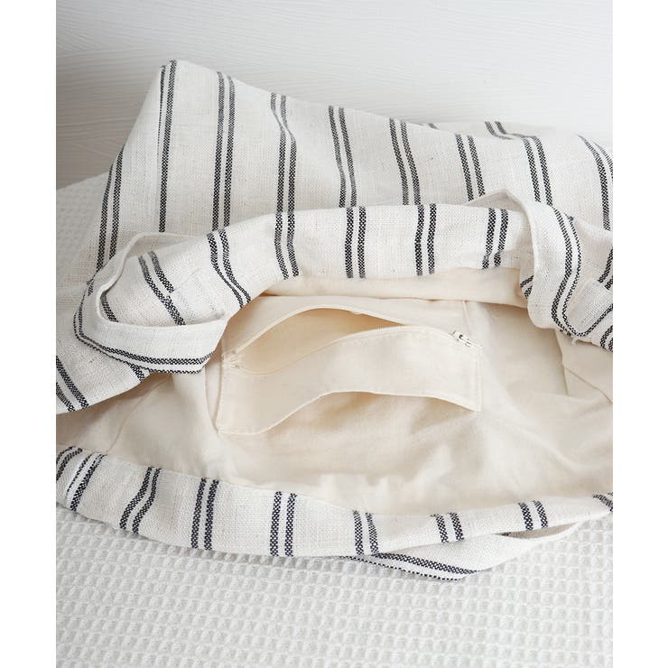 トートバッグ 綿麻 ストライプ柄 韓国風 | Miniministore | 詳細画像16 